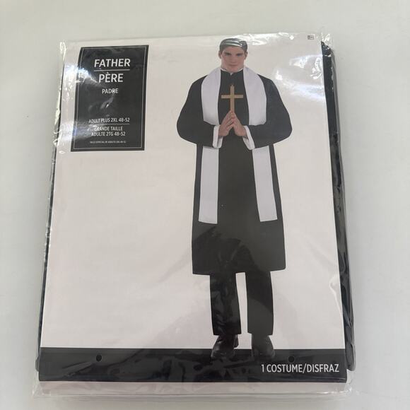 Father Padre Priest Costume Preacher Adult Men Plus Size 2XL 48-52 Halloween - Picture 1 of 7